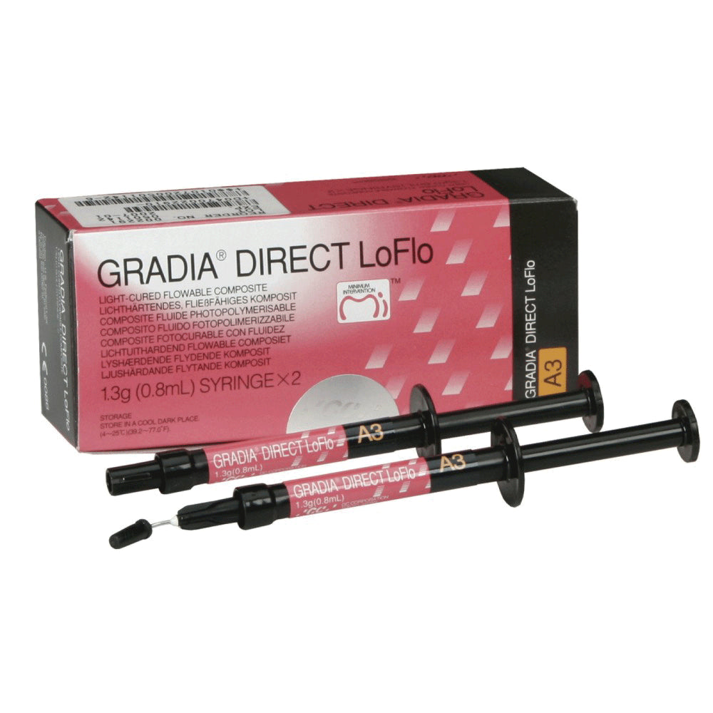 GC 002291 Gradia Direct Loflo Flowable Composite Restorative A3 2/Pk 1.3gm GC 002291 Gradia Direct Loflo Flowable Composite Restorative A3 2/Pk 1.3gm
